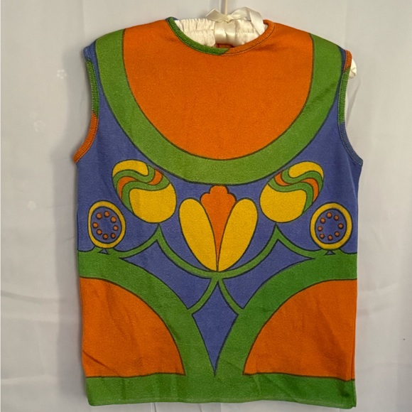 Vintage Lady Van Heusen Colorblock 70’s Sleeveless Floral Mod Mid So Cool - Picture 5 of 15